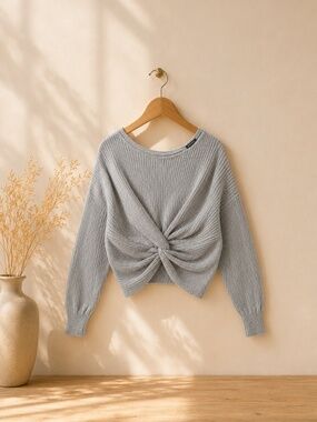 Dynamite Soft Ribbed Cross-Back Sweater Grey XS/S/M
